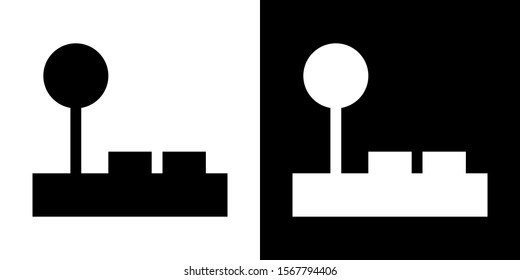 Joystick. Glyph Icon in White and Black Version.
