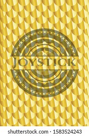 Joystick gold emblem. Scales pattern. Vector Illustration. Detailed.