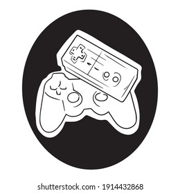 joystick graphic design vector illustration, icon, art tattoo sketch, logo, hand draw, use in print