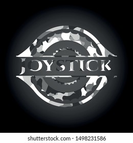 Joystick grey camouflaged emblem. Vector Illustration.