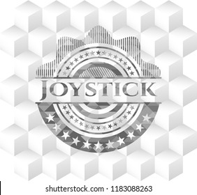 Joystick grey emblem with geometric cube white background