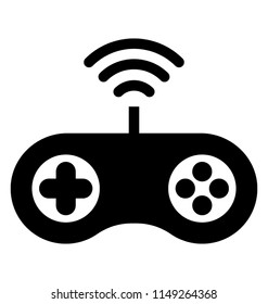 
Joystick having signals on it, showcasing wireless games icon 
