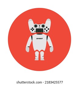 joystick headed robot cute character vector, flat cartoon design style.