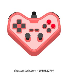 Joystick in heart share. Concepts: Love video games. Gamer symbol gamepad couple. I love to play video game