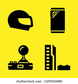 joystick, helmet, via ferrata and smartphone vector icon set. Sample icons set for web and graphic design