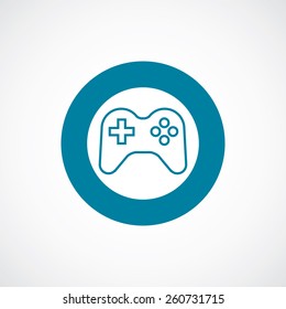 joystick icon bold blue circle border, white background  