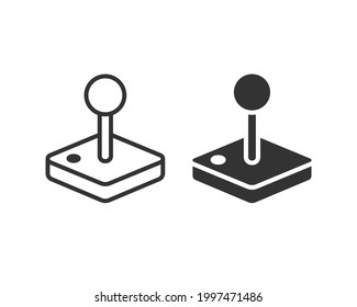 Joystick icon. Controller symbol. Console gamepad sign. Play and gaming button. Old vintage arcade video game logo. Vector illustration image.