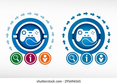 Joystick icon and creative design elements. Flat design concept.