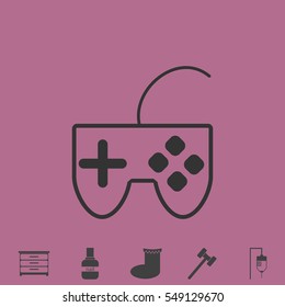 Joystick icon flat. Simple vector grey pictogram and bonus symbol