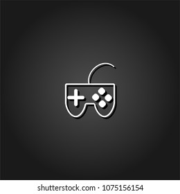 Joystick icon flat. Simple White pictogram on black background with shadow. Vector illustration symbol