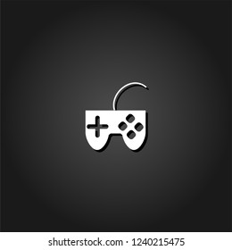 Joystick icon flat. Simple White pictogram on black background with shadow. Vector illustration symbol