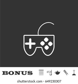 Joystick icon flat. White pictogram on black background. Vector illustration symbol and bonus icons
