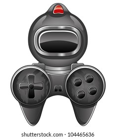 Joystick icon with helmet on white background.