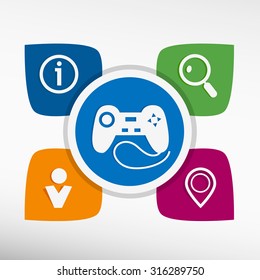 Joystick icon and icons set vector illustration. Modern Flat style 