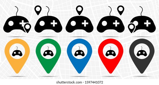Joystick icon in location set. Simple glyph, flat illustration element of web, minimalistic theme icons
