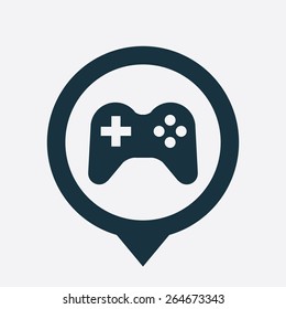 joystick icon map pin on white background 