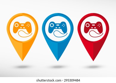 Joystick icon map pointer, vector illustration. Flat design style