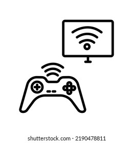Joystick icon with monitor. icon related to technology. smart device. line icon style. Simple design editable