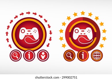 Joystick icon on creative background. Red design concept for banner, web, advertising, print