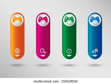 Joystick icon  on vertical infographic design template, can be used for workflow layout, web design.