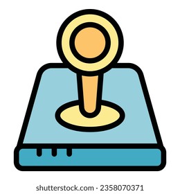 Joystick icon outline vector. Online game. Gamer console color flat