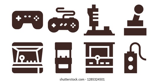  joystick icon set. 8 filled joystick icons. Simple modern icons about  - Arcade game, Games, Arcade machine, Joystick, Controller