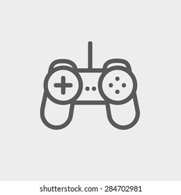 Joystick icon thin line for web and mobile, modern minimalistic flat design. Vector dark grey icon on light grey background.