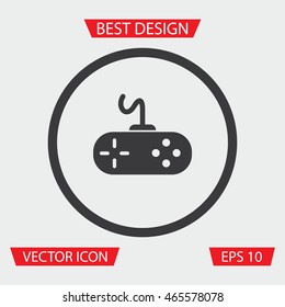 Joystick Icon - Vector illustration of joystick icon in circle on gray background. Gaming Icon. Console Icon.