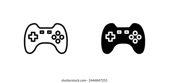 Joystick icons. Linear and silhouette style. Vector icons