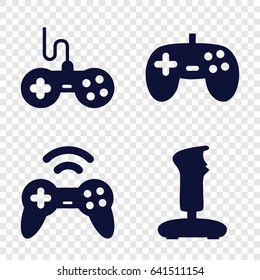 Joystick icons set. set of 4 joystick filled icons such as