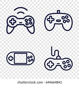 Joystick icons set. set of 4 joystick outline icons such as joystick