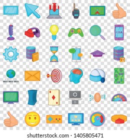 Joystick icons set. Cartoon style of 36 joystick vector icons for web for any design