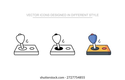 Iconos del joystick fijados en diverso estilo con el fondo blanco