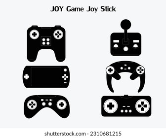 Iconos de joystick establecidos. Juego plano de alegríaJuego,silueta,ilustración vectorial.