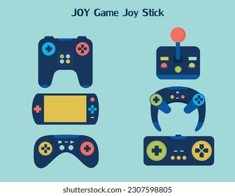 Iconos de joystick establecidos. Juego plano de joyGame, ilustración vectorial.