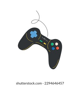 Joystick isolated on white. Vector illustration. 90's concept.