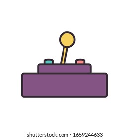 joystick line fill style icon design, Videogame play leisure gaming technology entertainment obsession digital and lifestyle theme Vector illustration