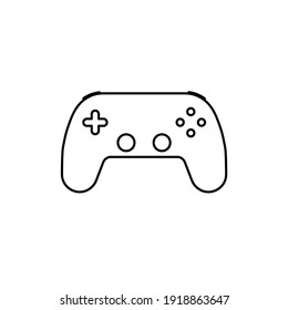 Joystick line icon in black. Linear illustration gamepad. Game controller in flat style. Thin outline sign isolated on white background. Symbol for web, mobile, app, ui, ux. Vector EPS 10