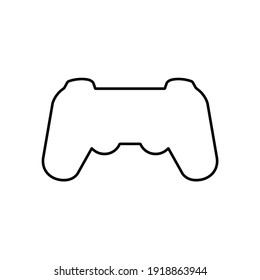 Joystick line icon in black. Linear illustration gamepad without buttons. Game controller in flat. Thin outline sign isolated on white background. Symbol for web, mobile, app, ui, ux. Vector EPS 10