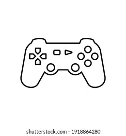 Joystick line icon in black. Video game. Linear illustration gamepad. Game controller in flat style. Thin outline sign isolated on white background. Symbol for web, mobile, app, ui, ux. Vector EPS 10