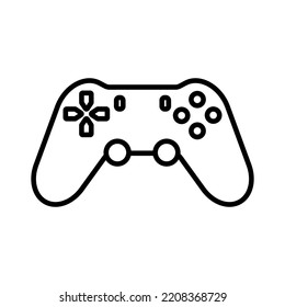 Joystick line icon in black. Video game. Linear illustration gamepad. Game controller in flat style. Thin outline sign isolated on white background. Symbol for web, mobile, app, ui, ux. Vector EPS 10