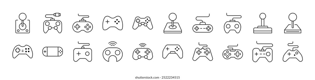 Joystick Line Icon Collection. Editable Stroke. Minimalistic Linear Pictogram for Design of Cards, Apps, Banners, Posts