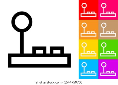 Joystick. Line Icon With Different Color Background.