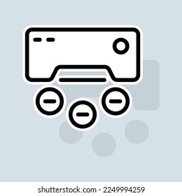 Joystick line icon. Game, control, player, gamer, steering wheel, button, game console, computer, entertainment. Gadget concept. Vector sticker line icon on white background