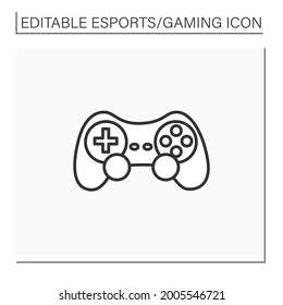 Joystick line icon. Input device. Control column. Playing video game tools. Technical equipment. Cybersport concept. Isolated vector illustration.Editable stroke