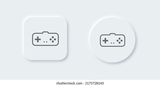 Joystick line icon in neomorphic design style. Game console sign vector illustration.