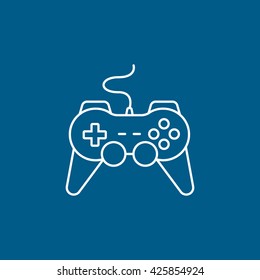 Joystick Line Icon On Blue Background
