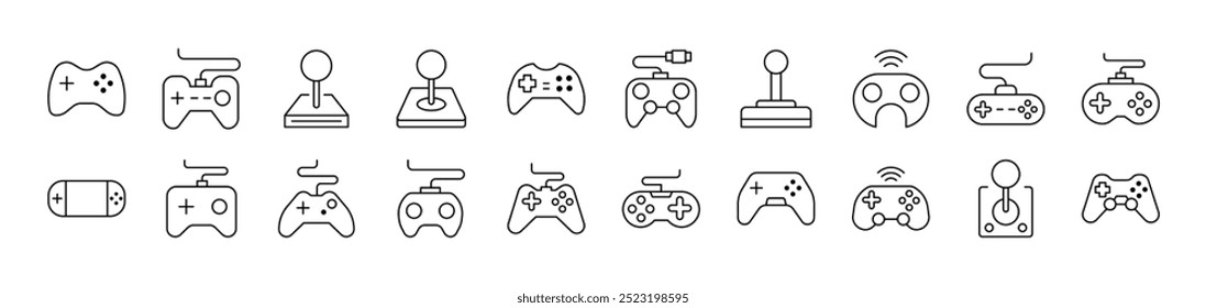 Joystick Line Icon Set. Editable Stroke. Minimalistic Linear Pictogram for Design of Cards, Apps, Banners, Posts 