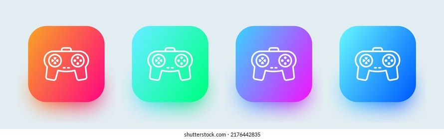 Joystick line icon in square gradient colors. Game console sign vector illustration.