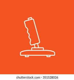 Joystick line icon for web, mobile and infographics. Vector white icon isolated on red background.